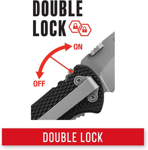 Coast - 21627 COAST DX300 Double Lock Folding Knife with 3" Hooked Stainless Steel Blade,Black...