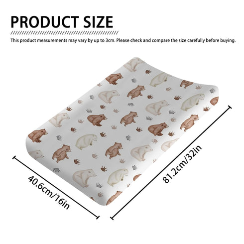 Cute Woodland Bear and Paws Changing Pad Cover Cartoon Bear Changing Table Cover for Baby Boys Girls Ultra Soft Breathable Stretchy Snug Fitted Ba...