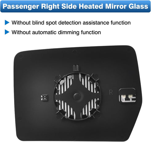 TOP-MAX F150 Passenger Right Side Mirror Glass Replacement Compatible with 2004-2014 Ford F150, with Holder Convex Heated Mirror for 4L3Z17K707DA ...