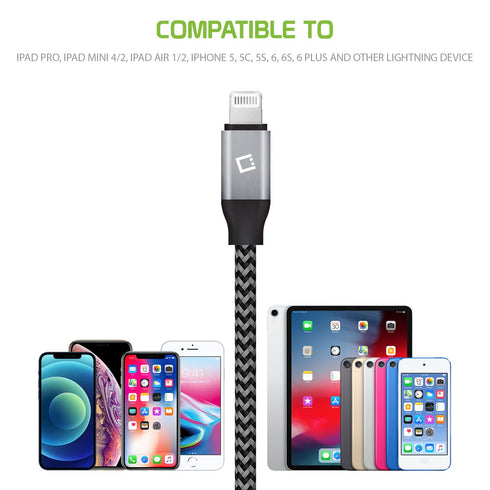 Cellet iPhone Charger Cable, Lightning Charging Cord, Data Cable Compatible for Apple iPhone 14 Pro Max Plus13 12 11 SE Mini XS iPad Pro Air, iPad...