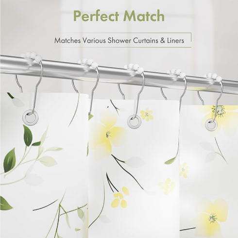 Amazer Shower Curtain Hooks, Decorative Stainless Steel Shower Curtain Hooks for Bathroom Shower Rods Curtains-Set of 12, Acrylic White...