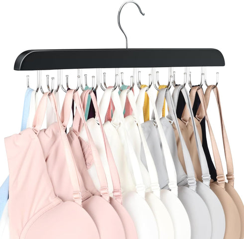 Bra Hanger for Closet, Tank Top Hanger 20 Hooks Capacity Foldable Wood Space Saving Hanger Closet Organizers and Storage for Dorm & Apartment for ...