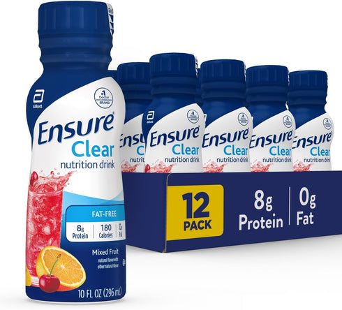 Ensure Clear Mixed Fruit Nutritional Drink | 8g Protein, 15 Vitamins & Minerals | Fat-Free | Ready to-Drink | Refreshing Taste | 10 fl oz, 12 Pack...