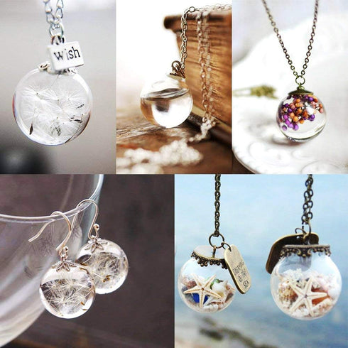 PH PandaHall 30 Pcs 18mm Mini Empty Clear Glass Globe Bottle Wish Ball Bottles DIY Pendant Charms with 30 Pcs 8mm Cap Bails for Jewelry Making...