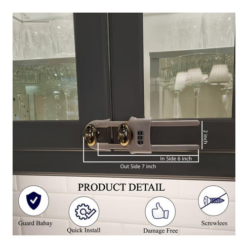 Premium Child-Proof Safety Bundle: 6 Sets of Adjustable Sliding Cabinet Door Code Locks & 2 Sets Fridge Freezer Lock Latch – Secure, Easy Install,...