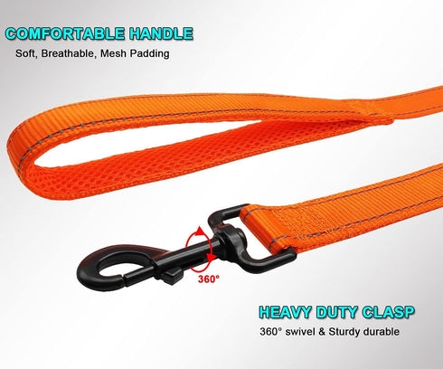 10FT Traffic Leash with 2 Handle Dog Leash Reflective, Easy Control Training Walking Nylon Two-Double Handle Dog Leash for Large Medium dogs and P...