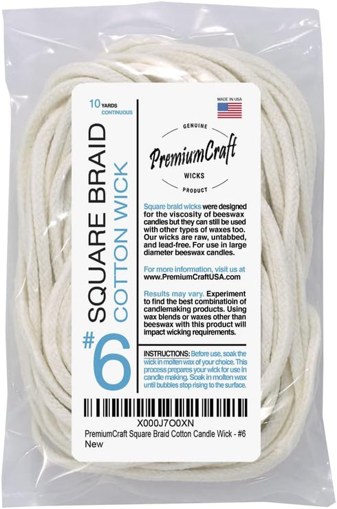 Square Braid Cotton Candle Wick - #6...