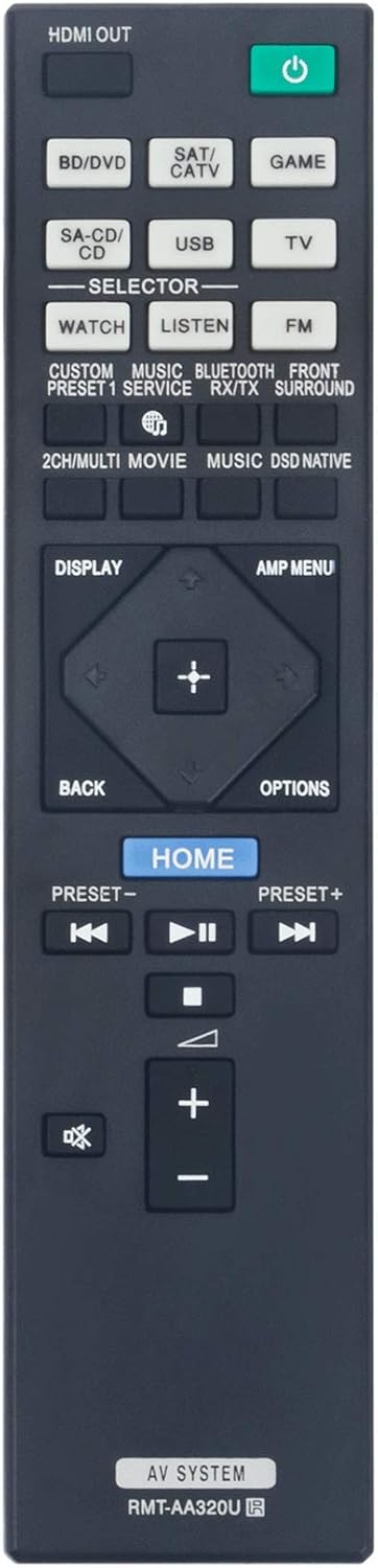 RMT-AA320U Replacement Remote Control fit for Sony Multi Channel AV Receiver STR-ZA810ES STR-DN1080...