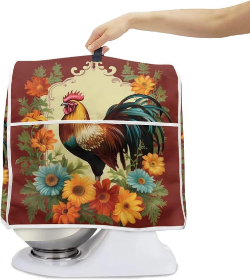 Sunflower Rooster Stand Mixer Cover Compatible with 6-8 Quart Kitchen Aid Mixer Dust Proof Cover with Pocket Fits All Tilt Head & Bowl Lift Models...