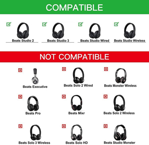 Alitutumao Ear Pads Ear Cushions Covers Replacement Earpads with Soft Memory Foam Compatible with Beats Studio 2.0 Wired Wireless by Dr.Dre Headph...