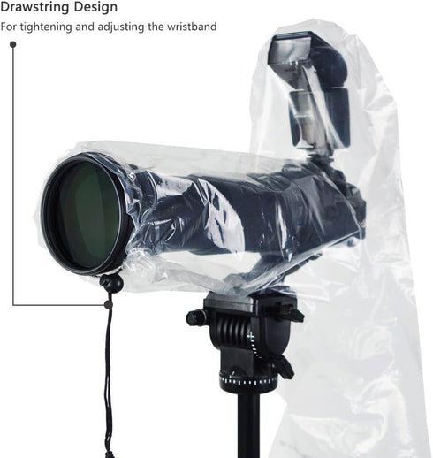 JJC 2 Types DSLR Camera Rain Cover Coat Sleeve Protector for Canon Nikon Fujifilm Sony Olympus Panasonic Pentax Sigma with a Lens & Flash PE Mater...