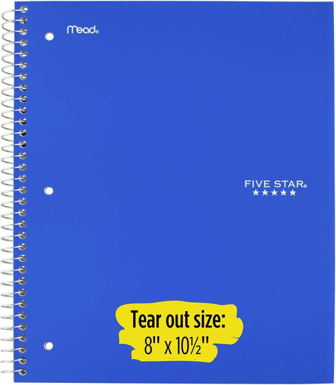 Five Star Wirebound Notebook, 1-Subject, 100-Count, Wide Rule, Royal Blue (72023)...