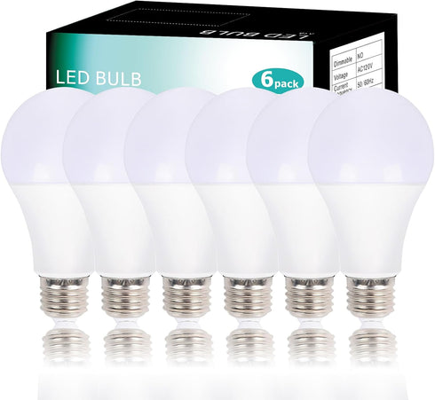 A19 LED Light Bulbs 100 Watt Equivalent LED Bulbs, 5000K Daylight White, No Flicker lights E26 Edison Medium Screw Base Bulbs, 1710Lumens, Non Dim...