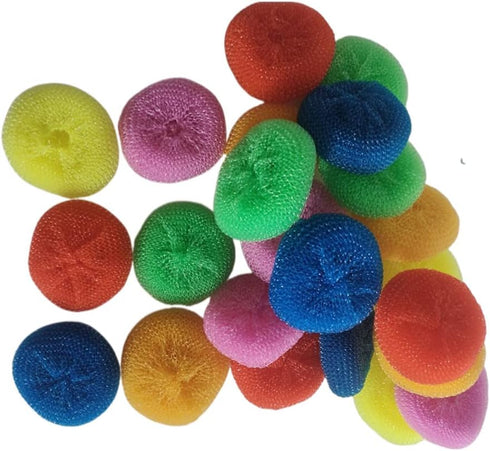 Plastic Dish Scrubbers for Dishes, Nylon Pot Round Scrubber Scouring Pad, Colorful Non Scratch Mesh Scouring Dish Pads Scrubbers for Cookware (24 ...