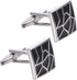Square Classic Black Cufflinks for Men Lady In Gift Case Silver Tone Irregular Geometric Pattern Men's Cufflinks Jewelry for Wedding Anniversary B...