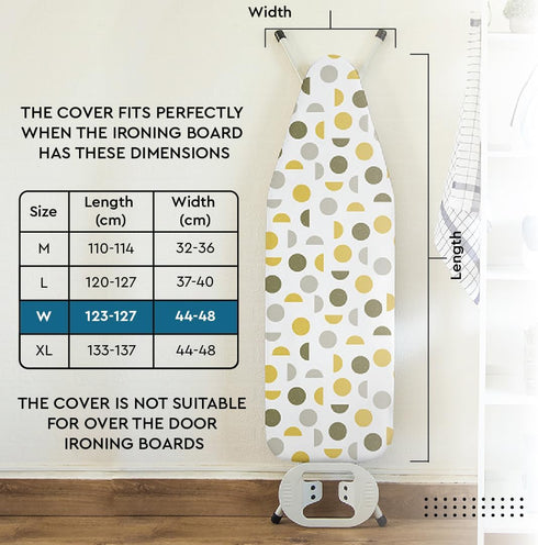 Encasa XO Ironing Board Cover and Pad 49"x18" - Thick 3mm Felt Padding, Drawstring Tightening & Lock, Easy Fit, Scorch & Stain Resistant, Fits Wid...