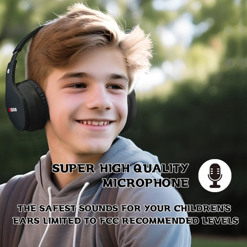 Kids Headphones Bluetooth 5.3 Wireless 60H Play Time Volume Limit 85/110dB Over Ear Foldable Protection Headset/Wired AUX Cord Mic for Child Boy G...