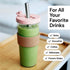 Dodoko Reusable Boba Cup with Straw - Iced Coffee & Smoothie Tumbler 24 oz - Bubble Pink...