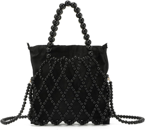 Oweisong Women Pearl Clutch Purses Wedding Bridal Handbag Tote Formal Party Evening Bucket Bag 2 in 1 Shoulder Bag...