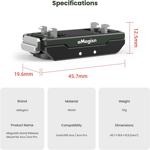Action Camera Magnetic Adapter Mount for Insta360 Ace/Ace Pro Quick Release Adapter with Connection Adapter Extension Base Accessories...