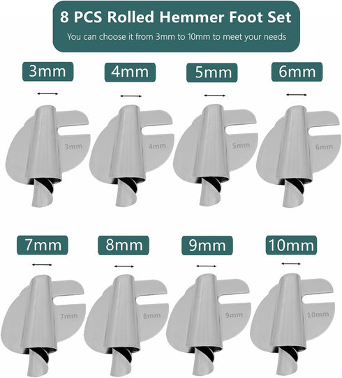 Sewing Rolled Hemmer parts for Sewing and Quilting,Secai Sewing Gauge Supplies of Sewing Product Accessories 8pcs...