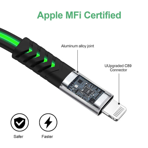 Light up iPhone Charger Cord, 6FT LED Lightning Cables | Apple MFi Certified | USB Fast Charging Cord for Apple iPhone 13 12 11 Pro Max XR XS X/8P...