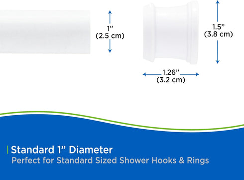 Kenney KN609C/10 Twist & Fit No Tools Camlock Tension Easy Install Shower Curtain Rod with Non-Slip, Non-Scratch Ends, 42-72" Adjustable Length, W...