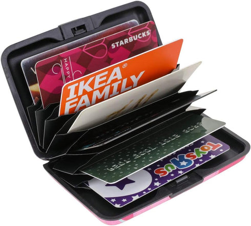 ELFISH RFID Blocking Credit Cards Holder Aluminum Wallet Metal ID Case for Men Women (Big pink flower)...