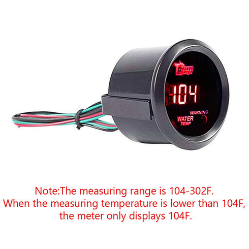 ESUPPORT Car 2" 52mm Digital Water Temp Gauge Red LED Fahrenheit F...