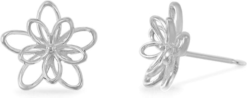 Boma Jewelry Sterling Silver Wire Flower Stud Earrings...