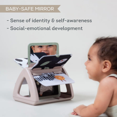 Taf Toys Black & White Rattling Spinning Book High Contrast Newborn Baby Toy 0-6 6-12 Months with Mirror for Visual Stimulation, Tummy Time & Earl...