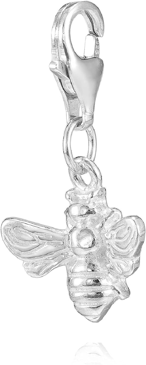Sterling Silver Honey Bee Charm: Clip-On for Bracelets and Necklaces...