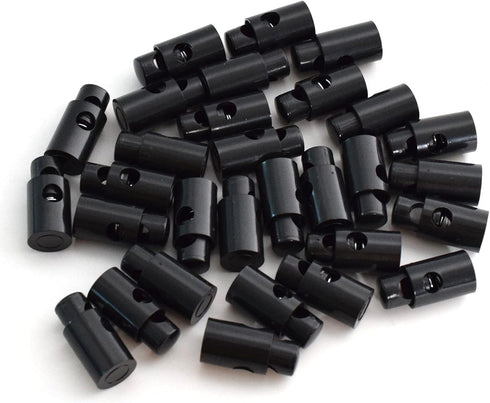 J.CARP 30Pcs Black Plastic Heavy Duty Cord Locks, Single Hole Drawstring Stopper Fastener for No Tie Shoelaces, Hoodies, Pants Closures and More...