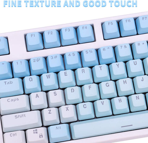 104 Keys Sunset Gradient Blue Backlit Keycaps Thick PBT OEM Profile for Cherry MX Switches of Mechanical Keyboard 104 87 61(Blue)...