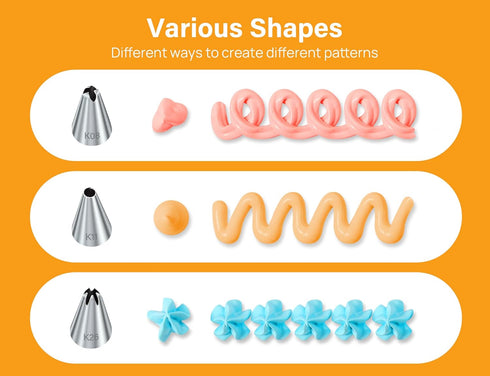 Kootek 42pcs Piping Bags and Tips Set, Cake Decorating Supplies Kits for Baking with 30 Numbered Frosting Icing Tips, 2 Reusable Pastry Bags, Easy...