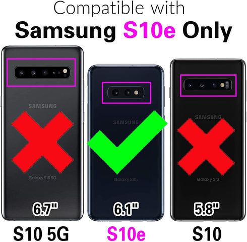 Asuwish Phone Case for Samsung Galaxy S10e Wallet Cover and Tempered Glass Screen Protector Leather Flip Credit Card Holder Stand Lanyard Wrist St...