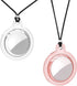 2 Pack Silicone Case for AirTag Necklace Holder - Full Screen Protector, Waterproof, Adjustable Length, Removable Pendant Design - Compatible with...