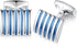 HONEY BEAR Rectangle Striped Cufflinks for Mens Business Wedding Gift Blue...