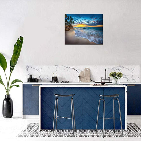 TUMOVO Adult Paint by Number - Caribbean Beach Paint by Numbers for Adults Beginner Seaside Cloudscape Paint by Numbers Kit with 3 Size Brushes an...