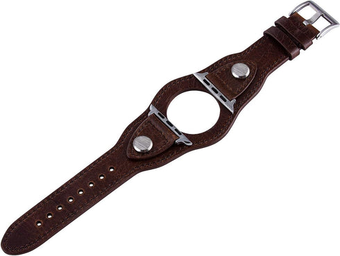 VIQIV Cuff Bracelets Bands For Compatible With Apple Watch 38mm 42mm 41mm 40mm 44mm 45mm Iwatch Series SE 7 6 5 4 3 2 1, Dressy Leather Metal Jewe...