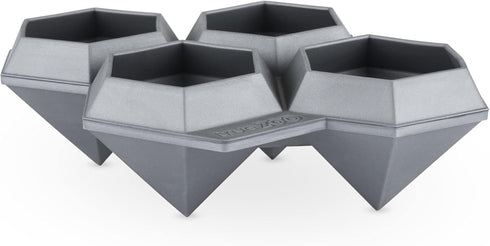 True Zoo Jumbo Iced Out Diamond Ice Tray, Silicone Mold and Ice Cube Tray for Cocktails, Makes 4 Ice Cubes, Grey, Set of 1...