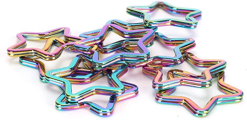Pentacle Shaped Key Rings, Flat Metal Chain Rings Construction Long Lasting Lightweight Portable Colorful for Fashionable Home Car Office DIY Jewe...