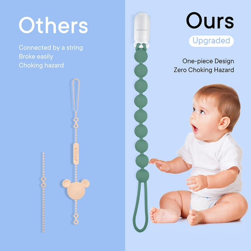 Silicone Pacifier Clip Holder, 4 Pack One Piece Soft Flexible Binky Clips Pacifier Holder Clip for Boys, Birthday Christmas Shower Gift...