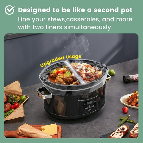 KOOC Slow Cooker Liners 11x17 inch 10 count Middle Size Disposable Pot Liners Cooking Bags Fit 2QT to 3QT Pot BPA Free Fresh Locking Seal Design...