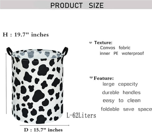 KUNRO Toy Bin Waterproof storage organizer for Nursery Hamper Home decor Closet Kids Bedroom Laundry Baby Gift Shelf Baskets (Rould Cow pattern)...