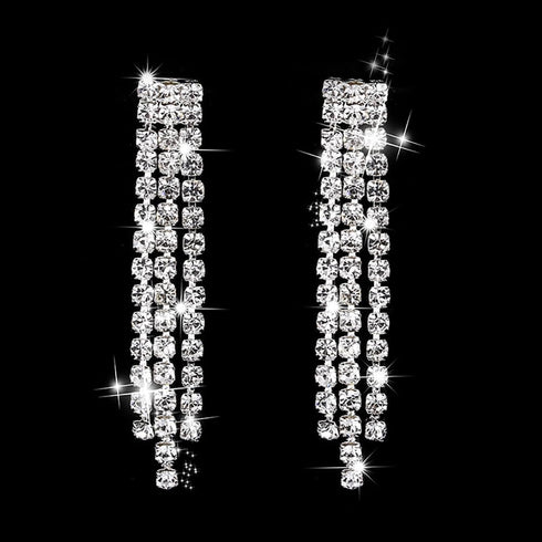 Bride Wedding Crystal Necklace Earrings Set Silver Bridal Choker Necklaces Pendant Jewelry for Women...