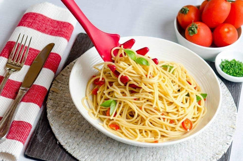 Silicone Pasta Fork,11Inch Spaghetti Spoon Pasta Fork,High Heat Resistant to 480°F, Hygienic One Piece Design, Spaghetti Strainer & Server Spoon I...