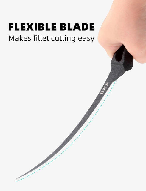 BKF Pro 7" Fillet Knife Fishing Knife Stainless-Steel Blade for Filleting and Boning with Sheepskin Protective Sheath, Fishing Gear and Equipment,...