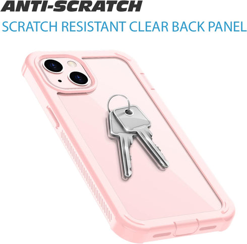 iPhone 13 Full Body Bumper Case, Anti-Scratch Screen Protector, Slim, Shockproof, Dustproof, Lightweight, Pink...