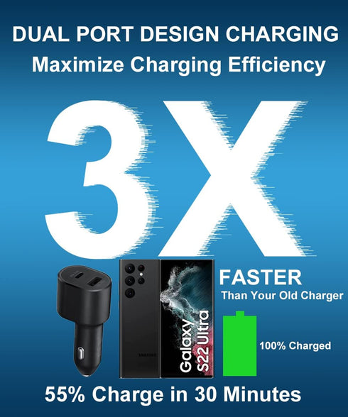 Super Fast Dual Car Charger (25W+15W)-2-Pack PD25W & QC 15W Car Charger Adapter for Samsung Galaxy S24 Ultra/S24/S24+/S23/S23 Ultra/S23+/S22/S22 U...